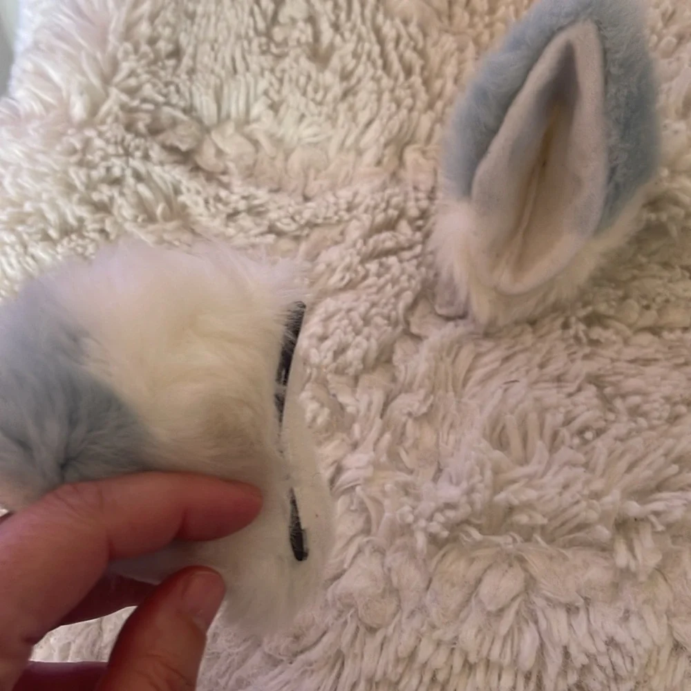 Fuzzy White Bunny Ear clips faux fur fox ears possibly
